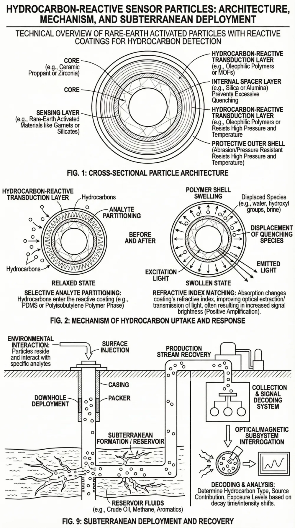 Hydrocarbon-reactive sensor particle architecture and subterranean deployment concept
